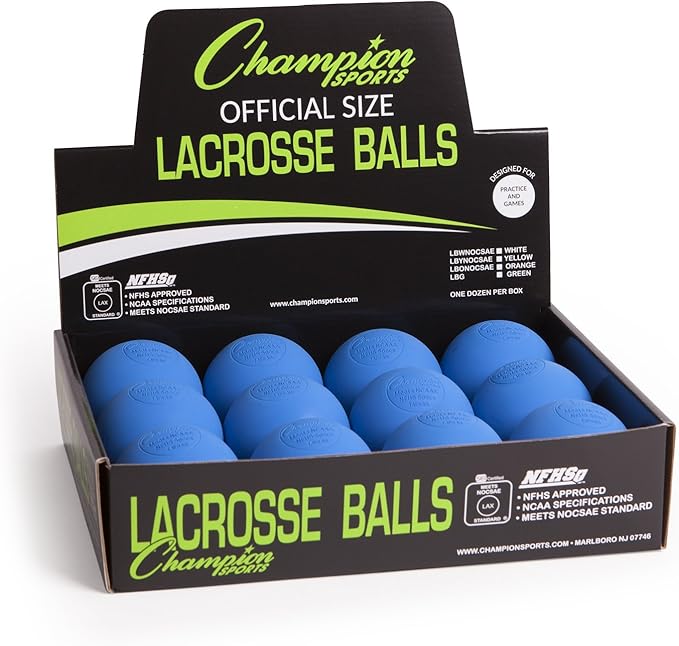 Champion Sports Lacrosse Balls: Official Size Sporting Goods Equipment for Professional, College & Grade School Games, Practices & Recreation - NCAA, NFHS and SEI Certified