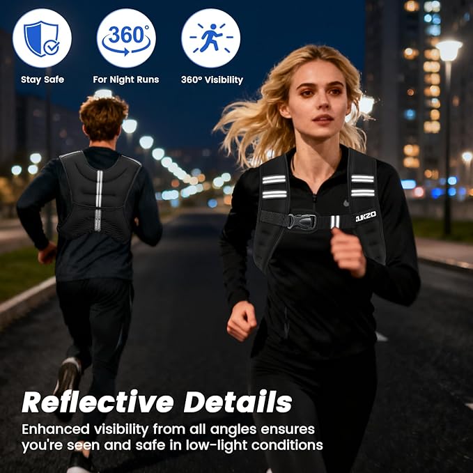 Weighted Vest Woman, 6/8/12/16/20/25/30 LB Womens Weight Vest for Walking, Strength Training Body Plus Weight Vests for Female Men, Reflective Stripe Fitness Vest for Workout Running Jogging