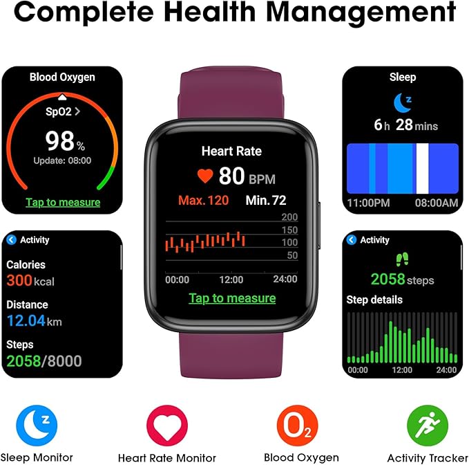 EURANS Smart Watch No App/Phone Required, Long Battery Life Fitness Tracker Watch,HD Screen, Waterproof Activity Tracker with Step Counter for Walking, Pedometer, Calories Tracker for Men Women