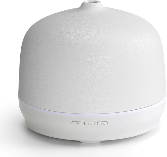 Ceramic Essential Oil Diffusers for Home Large Room, Aromatherapy Scent Air Diffuser Ultrasonic Aroma Defusers 500ml with Timed—White
