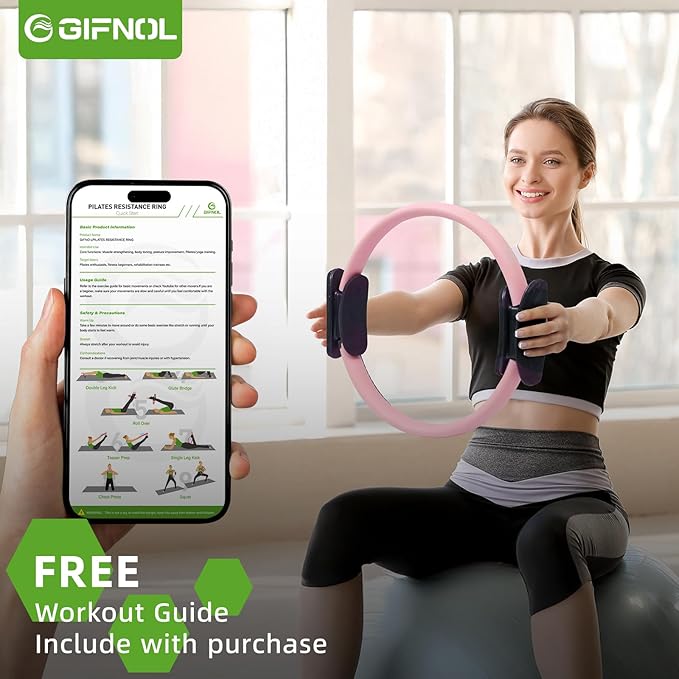 Pilates Ring and Ball Set with Resistance Bands - Pilates Equipment for Home Workout - 14'' & 12'' Pilates Rings, 2 Pilates Balls, 5 Resistance Bands for Toning Arms, Thighs/Legs & Core