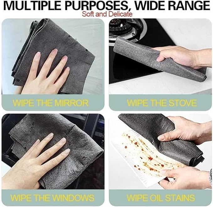 2023 New Thickened Magic Cleaning Cloth, Reusable Thicken Magic Fiber Microfiber Cleaning Cloth, Cleaning Cloths Rags for House Washable, Lint Free Microfiber Cleaning Cloth for TV Cars Windows (10PC)