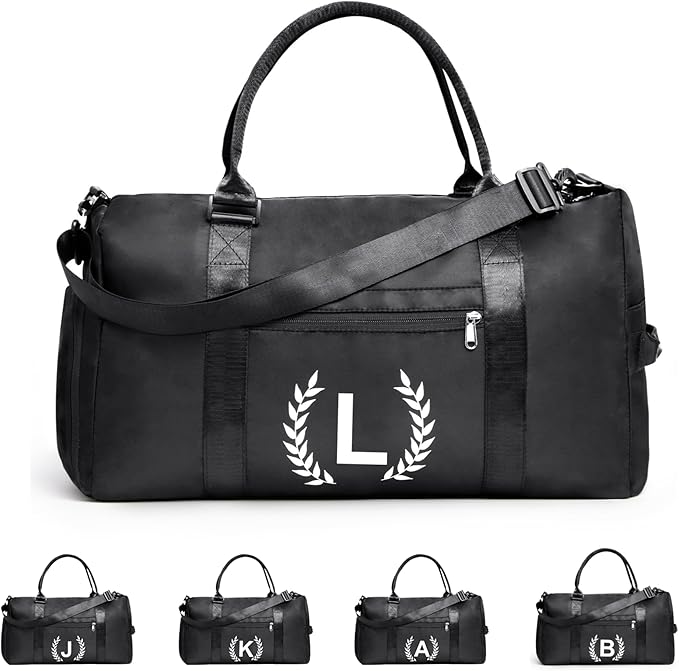 Gym Bag for Women & Men, Fitness Workout Sports Travel Duffle Bag with Wet Pocket & Shoes Compartment, Great Present for Gym Lovers Jet Black