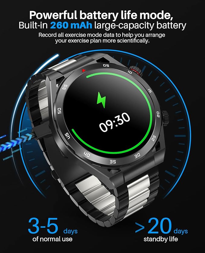 EarlySincere Smart Watches with Blood Pressure Monitor, IP67 Waterproof for Android iOS iPhone,1.39" HD Smartwatches for Men, Fitness Watch with Heart Rate/Sleep, Comes with replaceable silicone strap