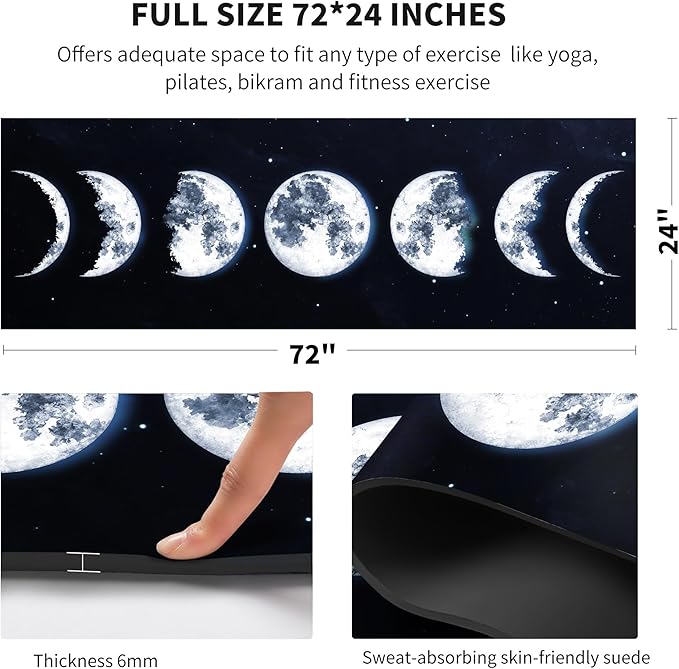 nuveti Yoga Mat Print Extra Thick TPE Non Slip Fitness Exercise Mat with Carrying Bag,72"x24" Extra Thick 6MM Exercise & Workout Mat for Yoga, Pilates Fitness and Floor Exercises