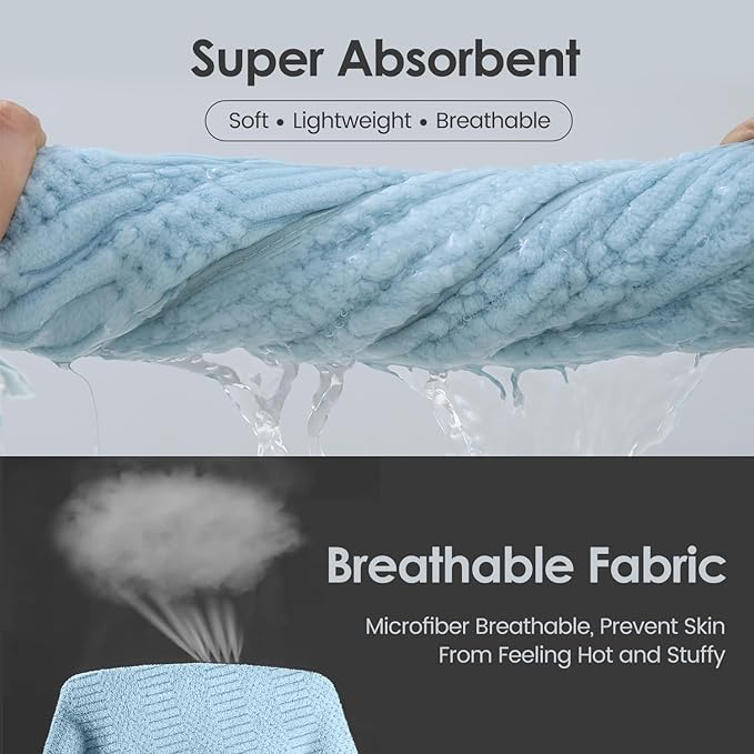 JML Microfiber Bath Towels, Large Bathroom Towel 2 Pack (30" x 60"), Oversized, Soft, Super Absorbent and Fast Drying, Multipurpose Use for Sport, Fitness, Yoga, Diamond Cross Grid Light Blue