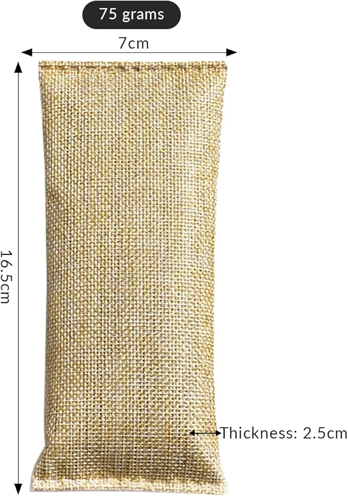 4 Pack charcoal odor absorber,Bamboo Charcoals Air Purifying Bag Charcoals Deodorizer Eliminator for Strong Odors in Car, Closet, Shoe, Basement (75G*4 Pack Beige-3, Unscented)