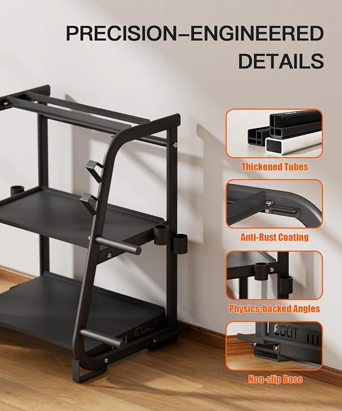 3-Tier Dumbbell Rack Stand Only - 700LB Heavy Duty Weight Storage Organizer with Thickened Steel Tube, Adjustable Weight Stand for Dumbbells, Barbells, Kettlebells, Black/Beige