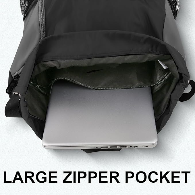 Drawstring Backpack with Mesh Pockets String Gym Bag Sackpack Sandproof Water Resistant Beach Backpack for Men Women