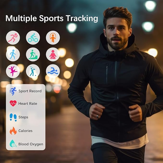 Smart Rings for Women Men, Fitness Ring with Heart Rate, Blood Oxygen, HRV, Pressure, Sleep Tracker, Step Tracker, No Subscription Fee, IP68 Waterproof Smart Ring for iPhone & Android (Black 8#)