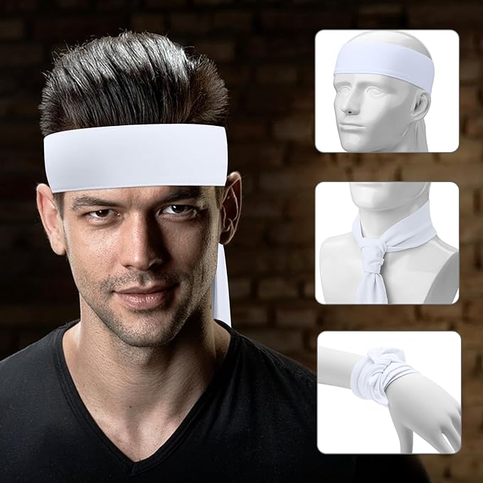 ONUPGO 18Pcs Head Ties for Men Women, Adjustable Headbands Sports Sweatband Ninja Ties Head Band, Sweat Wicking Workout Headband for Sports, Running, Tennis, Yoga, Soccer, Karate