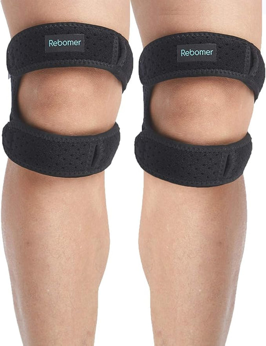 Patella Knee Strap, Adjustable Knee Brace (3D Silicone Pad) for Men Women, Knee Joint Pain Prevention & Patella Stabilizer for Running, Riding, Weightlifting, Football, Basketball, Hiking.