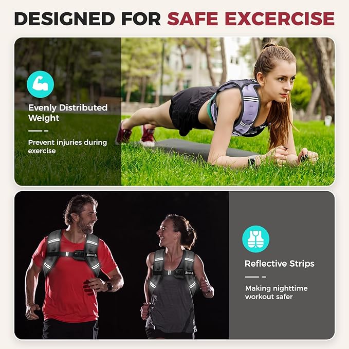 BAGAIL Weighted Vest, 5lbs/8lbs/10lbs/12lbs/15lbs/20lbs/25lbs/30lbs Weight Vest with Detachable Phone Pouch, Rucking Vest for Women, Men, Walking, Weight Loss, Training, Running