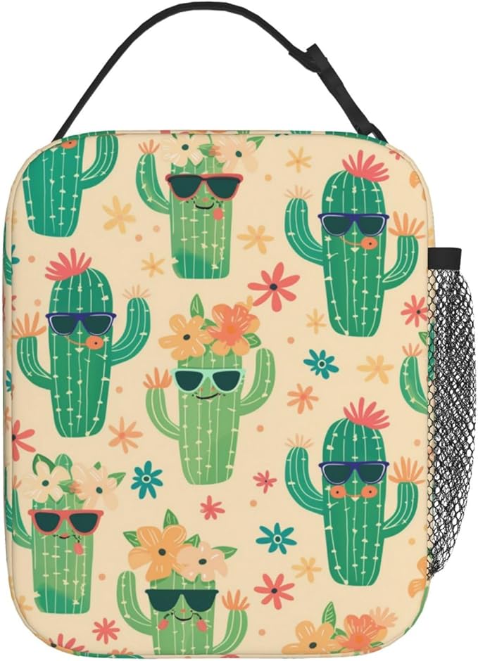 Cactus Lunch Box for Women Men, Insulated Lunch Box Reusable Portable Lunch Bag Cooler Tote Waterproof Lunch Container for Office Picnic Work Travel