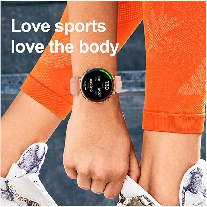 Smart Watch for Women, 1.32" AMOLED Screen Smartwatches for Android/iOS, Fitness Tracker with Answer/Make Call, Female Cycle, Heart Rate, Sleep Monitor, IP68 Waterproof (2 Watch Bands) Rose Gold