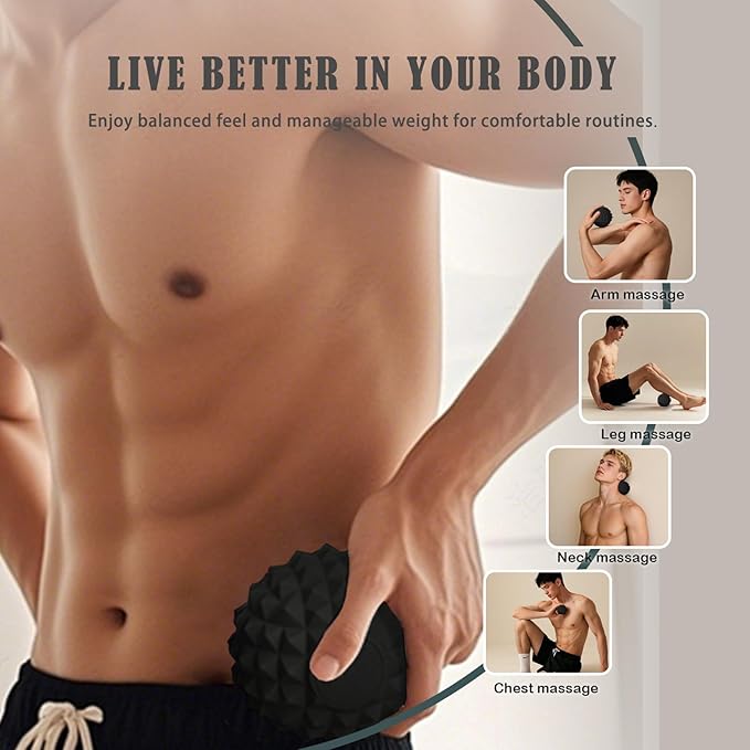 Large Massage Lacrosse Balls for Myofascial Release - Yoga Deep Tissue Massage,Trigger Point Therapy, Foot Plantar Fasciitis,Muscle Knots, Muscle Soreness Massager Balls(2 Pack)