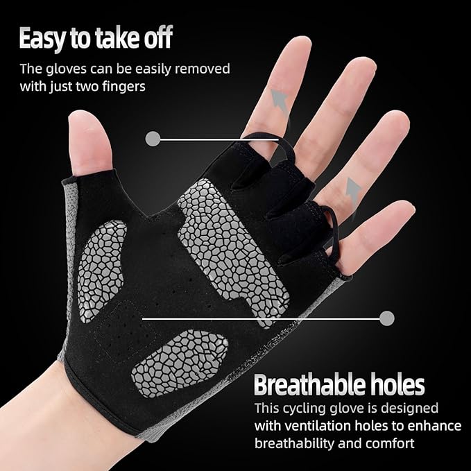 Cycling Gloves for Men Women, Half Finger Bike Gloves for Biking, Gym, Weight Lifting, Rowing, Riding, Outdoor Sports