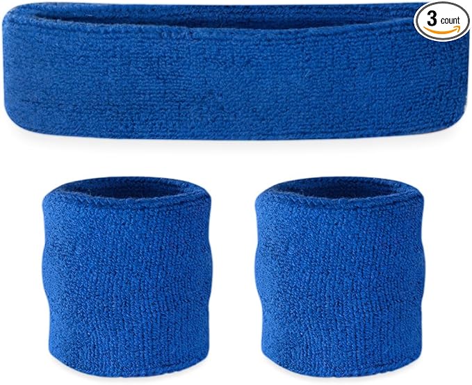 Suddora Sweatbands for Kids, Moisture Wicking 2 Wristbands and 1 Headband Set, Soft and Skin-Friendly Fabric, Moisture-Wicking Athletic Sweat Bands for Basketball, Baseball, Soccer