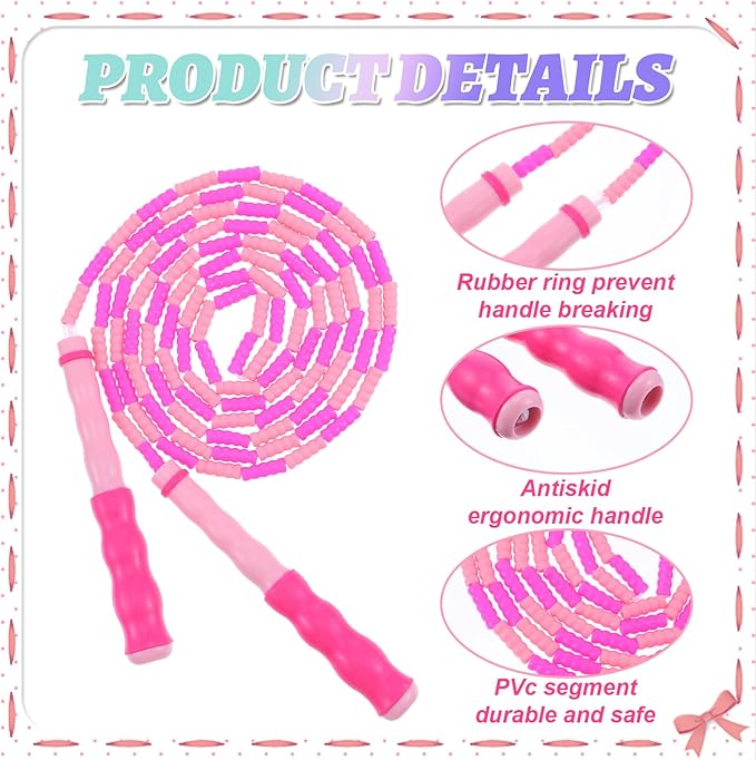 16 Pack Jump Ropes for Adults Kids, 9.2 Feet Adjustable Length Free Segmented Skipping Rope Bulk Soft Beaded Jumping Ropes for Women Men Exercise Training Workout Weight Loss