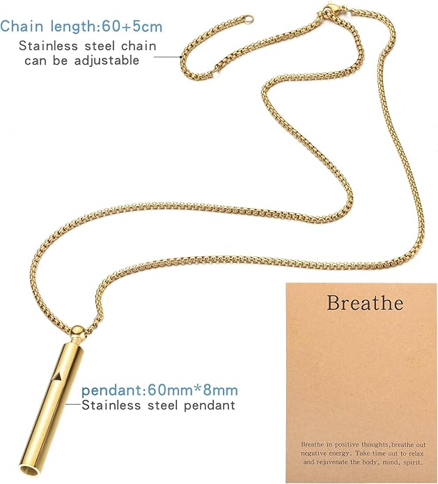 Anxiety Breathe Easy Necklace Mindfulness Breathing Necklace Breathlace Stainless Steel Pendant for Natural Calm & Stress Relief