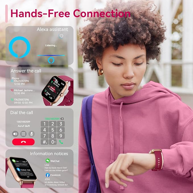 aeac Smart Watch, Alexa Built-in, Stable Bluetooth Call, Fitness Tracker with Heart Rate/SpO2/Stress/Sleep Monitor, Smartwatches for Women 110+ Sports, IP68 Waterproof Smartwatches for iOS Android
