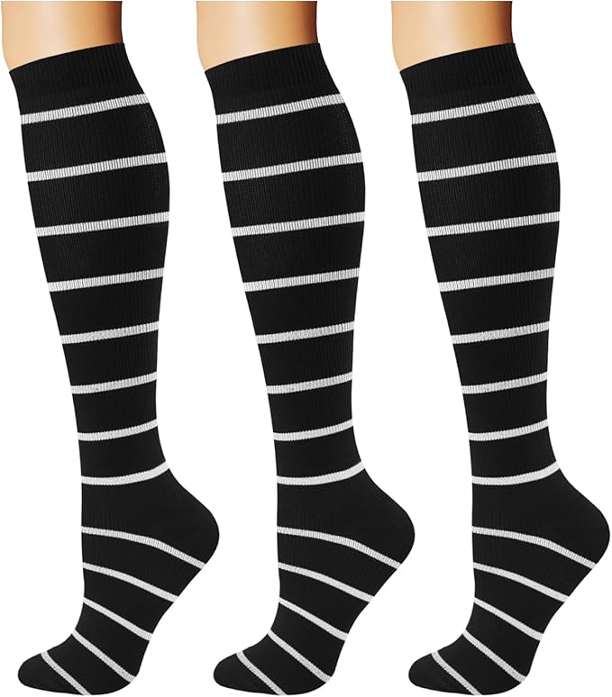 Breslatte Compression Socks for Women Men 10-14 mmHg Circulation Knee High Athletic Support Socks Running Travel Daily