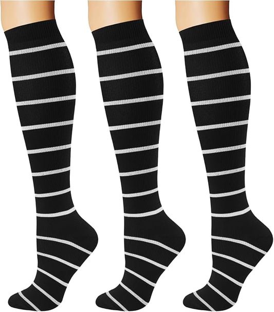 Breslatte Compression Socks for Women Men 10-14 mmHg Circulation Knee High Athletic Support Socks Running Travel Daily