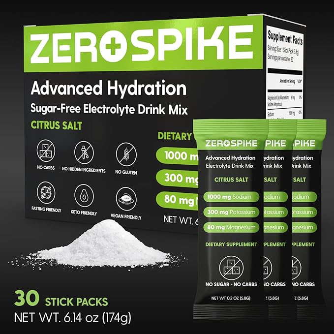 No Sugar Electrolytes Powder Packets | Keto & Fasting Salts Drink Mix | Supplements: The Key Hydration Nutrients Missing from Purified Water | Clean, Citrus, Calorie Free | 30 Sticks