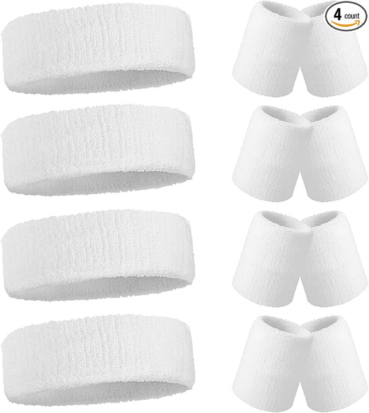 Civaner 12 Pcs 80s 90s Sweatbands Neon Headbands Wristbands for Men Women Party Sports Cotton Headbands Terry Cloth Athletic Sweat Bands for Tennis Football Gym Workingout Accessories