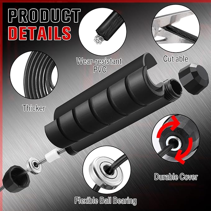 Junkin 12 Pieces Jump Ropes for Fitness with Ball Bearings Speed Jumping Adjustable Skipping Rope with Foam Handles Exercise Jump for Men Women Cardio Training