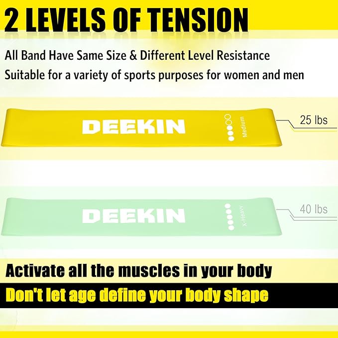 Deekin 20 Pcs Resistance Bands Resistance Loop Exercise Bands Exercise Equipment Elastic Drap Ring for Women and Men Home Fitness, Gym, Yoga