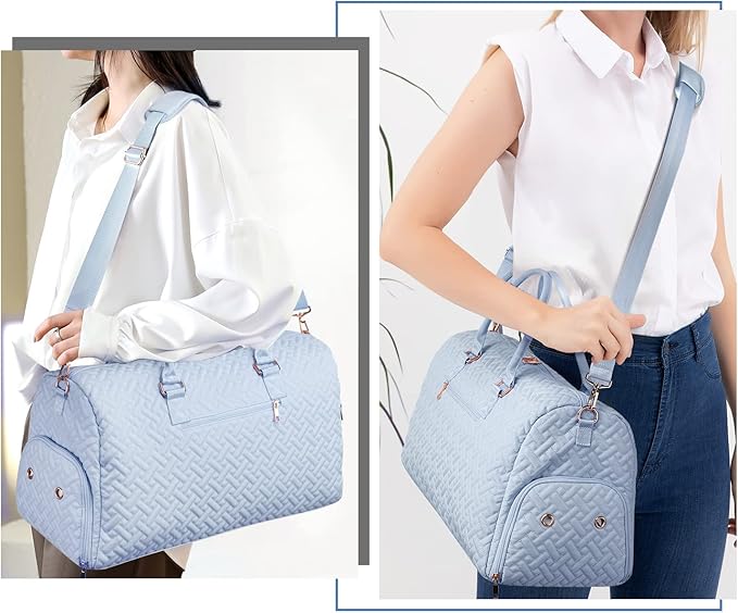 Duffle Bag for Travel, Weekender Bag with Shoe Compartment, Carry On Overnight Bag for Women with Toiletry Bag, Gym Bag with Wet Pocket, Hospital Bags for Labor and Delivery Beige