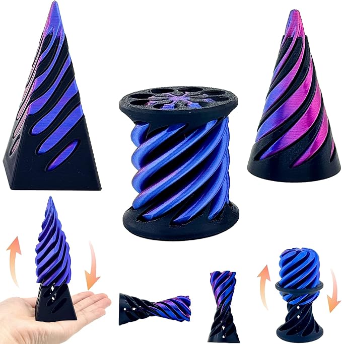 3 Packs Impossible Cone,Spiral Cone Fidget Toy Impossible Pyramid Passthrough Toy,3D Printed Spiral Cone Fidget Toy,Mini Vortex Thread Illusion Desktop Deco Souvenir Gift for Anxiety Relaxing