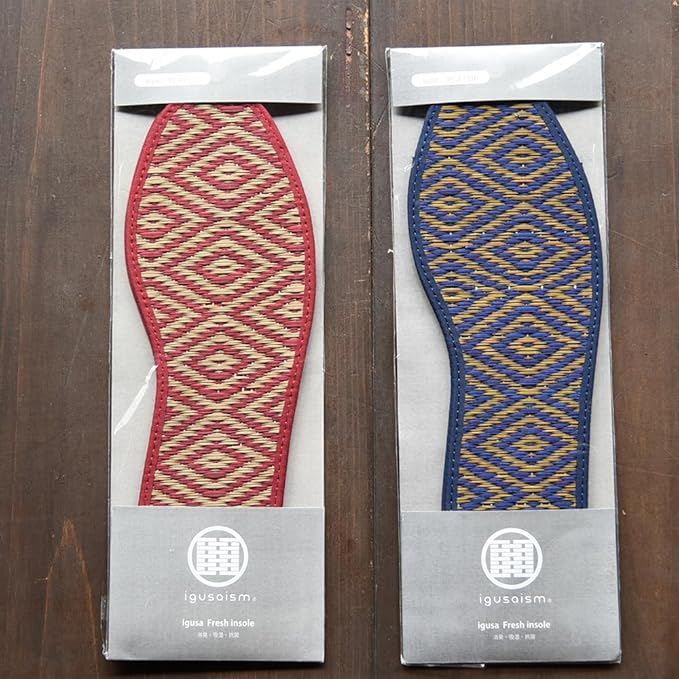 Japanese Traditional Organic Igusa Insoles, Smooth Sweat-Absorbing Deodorant Non-Slip Breathable Insoles Made of Igusa (Japanese Soft Rush Grass) (US Size 7, 25-25.5cm, Blue)