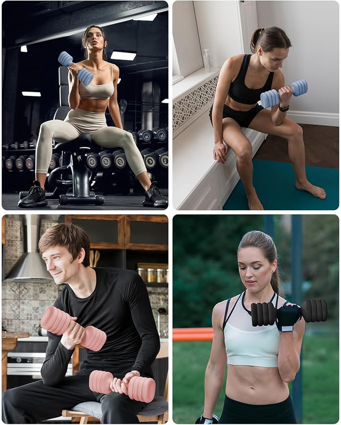 YOTTOY Adjustable Dumbbell Set of 2, 4-in-1 Hand Weights for Women at Home, Compact Free Weights Dumbbells Set with Soft Grip and Base, 2-5 lbs Each for Home Gym