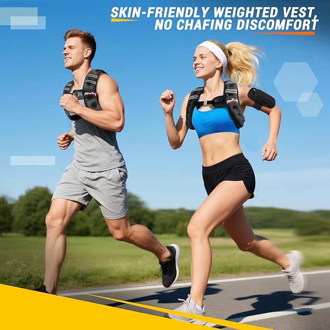 Weighted Vest Women & Men - 5lbs/8lbs/10lbs/12lbs/15lbs/20lbs/25lbs/30lbs Adjustable Weight Vest with Detachable Phone Pouch - Ideal for Rucking,Walking,Weight Loss,Training&Running