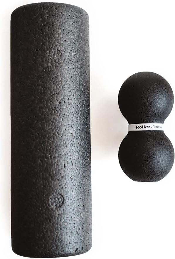 Roller Fitness Infinity Roller, Peanut Foam Roller, Large 8-Inch Double Massage Ball Exercise Roller (Black - Firm)