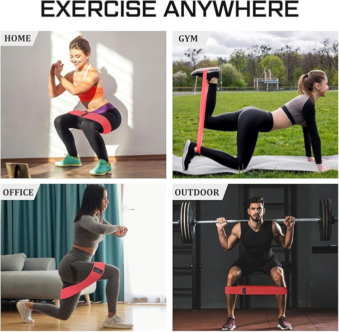 12 Pcs Fabric Resistance Bands for Working Out Booty Workout Stretch Exercise Bands Non Slip for Legs Squat Resistance Loop for Women Men Starter Butt Hip Thigh Fitness