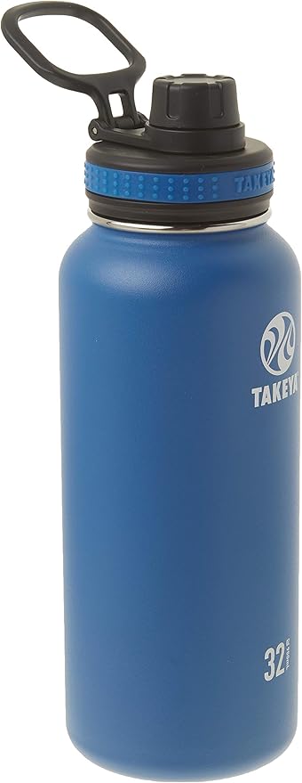 Takeya Originals 32 oz Vacuum Insulated Stainless Steel Water Bottle with Spout Lid, Navy
