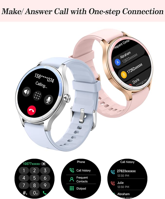 Smart Watch, 41mm Fitness Tracker, Answer/Make Calls, Digital Smartwatch with Heart Rate/Stress/Sleep Monitor, AI Voice, IP68 Waterproof Watch Calculator, Calendar, Games for Lady Women & Men
