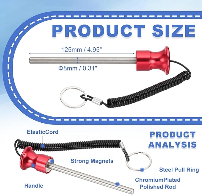 PATIKIL Weight Stack Pin, Magnetic Gym Selector Pin Universal Weight Stack Replacement with Pull Rope for Home Commercial