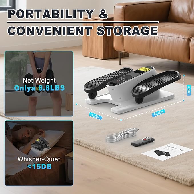 Under Desk Elliptical Machine, Electric Seated Pedal Exerciser,Elliptical Leg Exercisers for Seniors,Mini Ellipse Leg Exerciser with Remoter,12 Adjustable speeds Pedal Exerciser