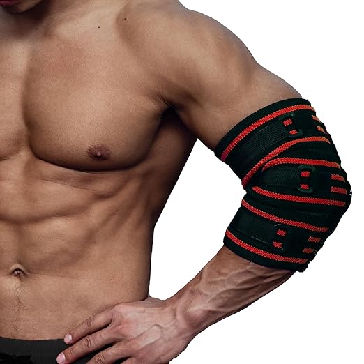 MANUEKLEAR Elbow Sleeves for Weightlifting, Adjustable Elbow Wraps for Weightlifting, Supportive Elbw Straps Brace for Lifting Weight Bodybuilding Powerlifting
