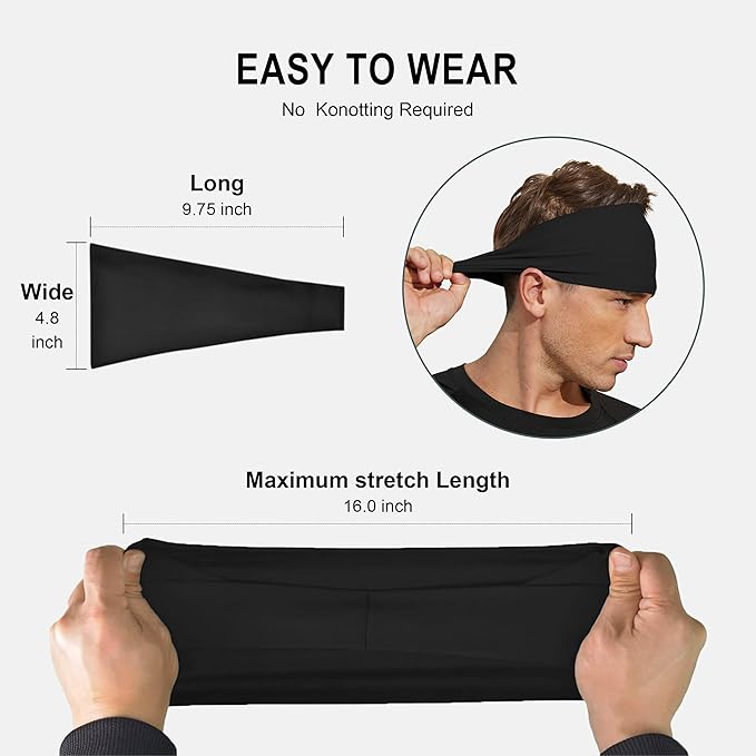 VIMPEP Tenacious Sports Headbands for Men Soft Feeling Non Silp Sweatband Workout Headband for Running,Cycling,Basketball,Tennis,Yoga Fitness Stretchy Quick-Dry Hairband for Unisex (3/4/6 Pack)