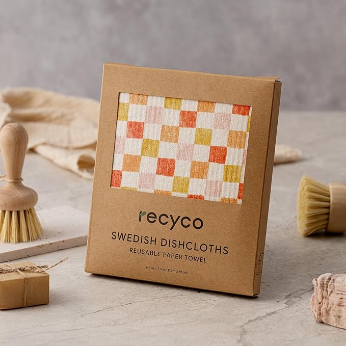 RECYCO Swedish Dishcloths for Kitchen | 6 Pack Desert Sunset Washable Dish Rags | Cellulose Reusable Cleaning Paper Towels | Absorbent Counter Dish Cloth Sponge Kitchen Wipes, 8" L x 7" W