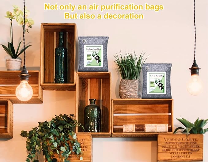 Activated Charcoal Odor Absorber for Strong Odor in Basement, Car, Closet, Shoe, 3 Pack Bamboo Charcoal Air Purifying Bags Deodorizer Odor Eliminator for Home