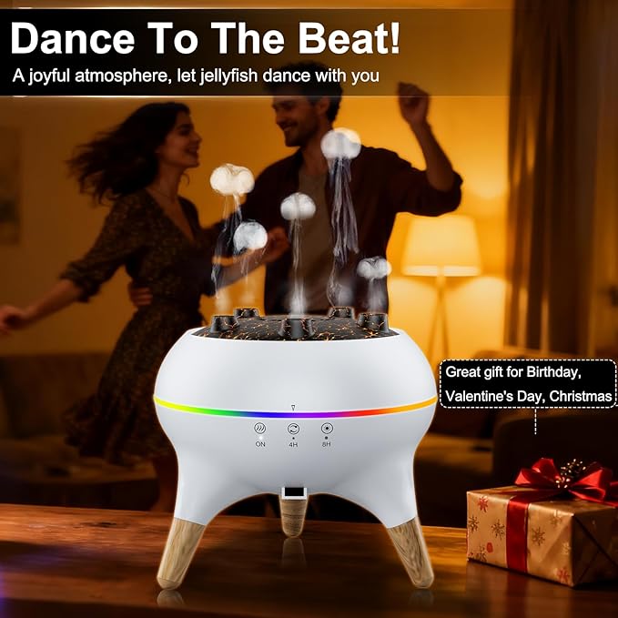 Morbou Essential Oil Diffuser Jellyfish Mist Dancing with Music Aromatherapy, 7 Colorful Lights Hotel Collection Diffuser Oils Scents for Home, Extra 2 * 10ml Essential Oils