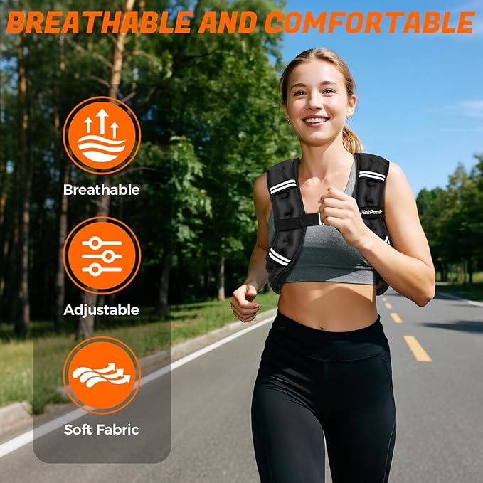 Weighted Vest for Woman Man 5lb/6lb/8lb/12lb/15lb/20lb/25lb/30lb Weighted Vest for Walking, Strength Training Weight Vest with Adjustable Buckle Detachable Phone Pouch for Running Workout