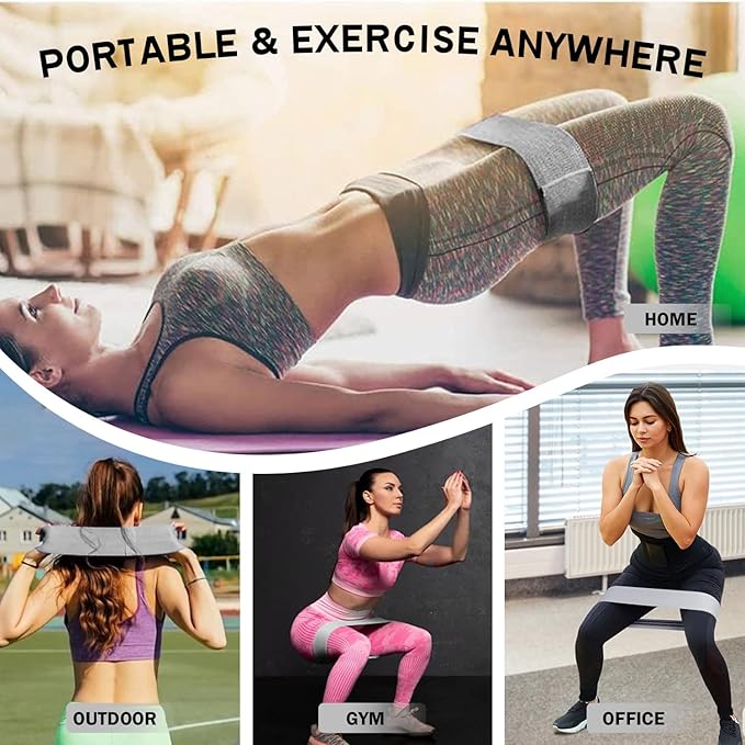 Non-Slip Fabric Resistance Bands for Working Out, Loop Exercise Bands for Booty Leg, Butt, Glute, Stretch Workout Bands for Women & Men, Hip Elastic Bands for Home Gym Fitness, Yoga, Pilates