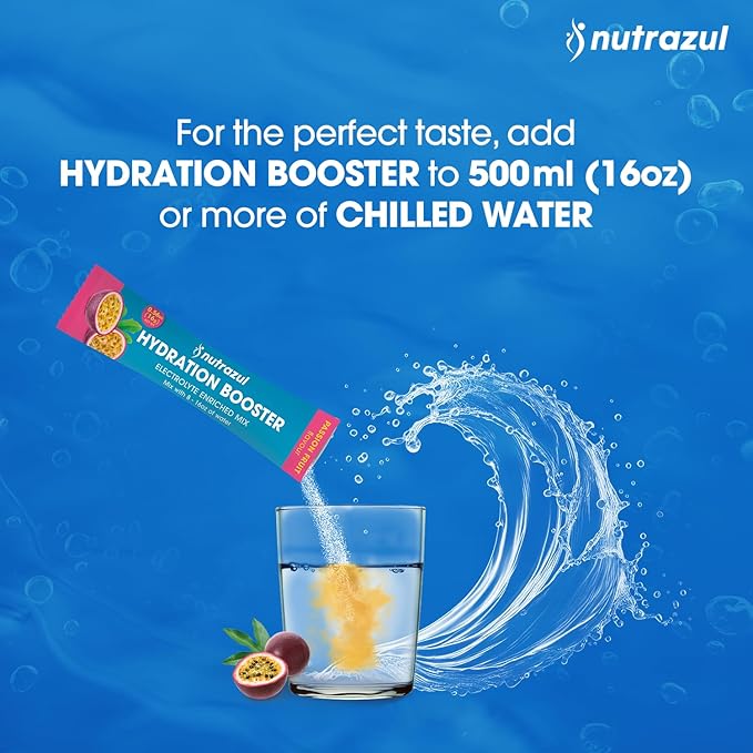 Nutrazul Hydration Booster 90 Sticks | Supports Rapid Hydration | Electrolyte Enriched Mix | No Artificial Sweeteners | Passion Fruit Flavour| Vegan, Gluten-Free, Non-GMO